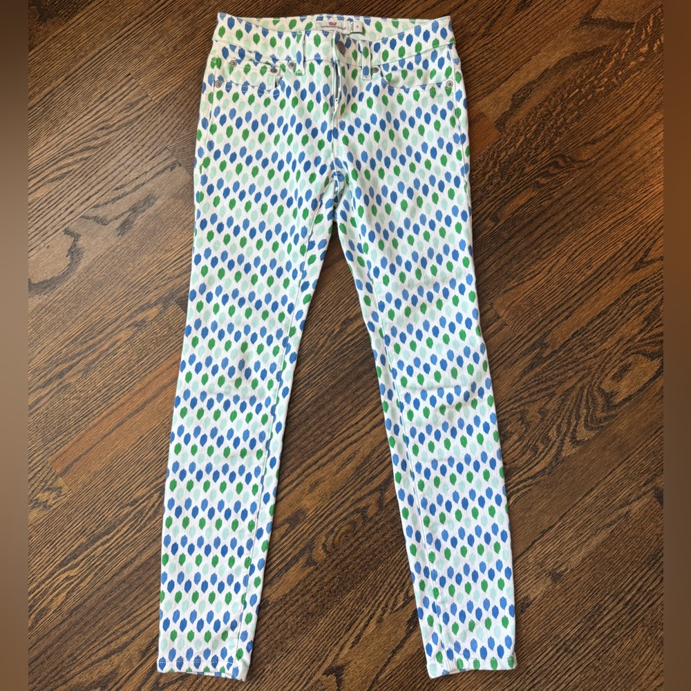 Women’s Vineyard Vines White Pants with Dotted Pattern Size 0